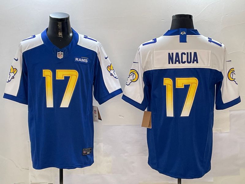 Men Los Angeles Rams #17 Nacua Blue Thanksgiving three generations 2024 Nike Limited NFL Jersey style 1->los angeles rams->NFL Jersey